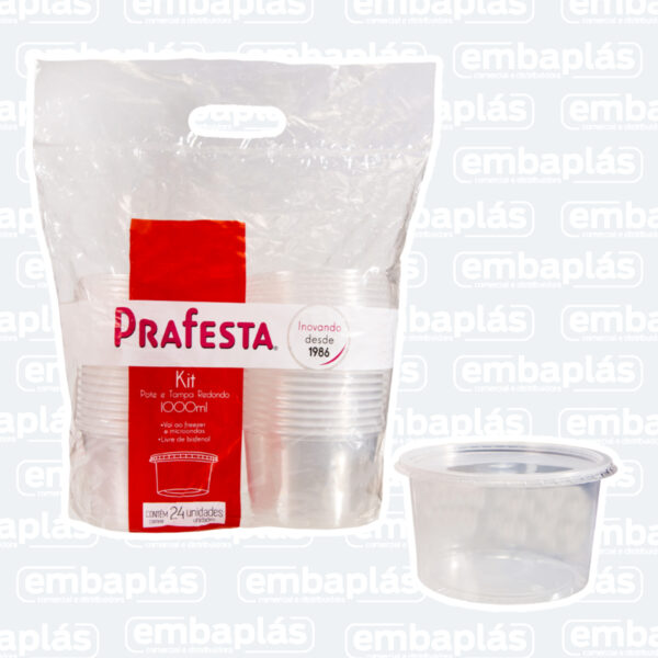 Pote Redondo 1000ML Pct C/ 24Un - PRAFESTA