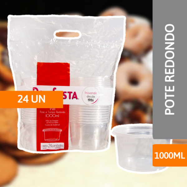 Pote Redondo 1000ML Pct C/ 24Un - PRAFESTA - Imagem 2