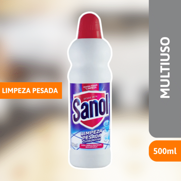 Multi-uso Limpeza Pesada Cloro Ativo 500ml - SANOL - Imagem 2