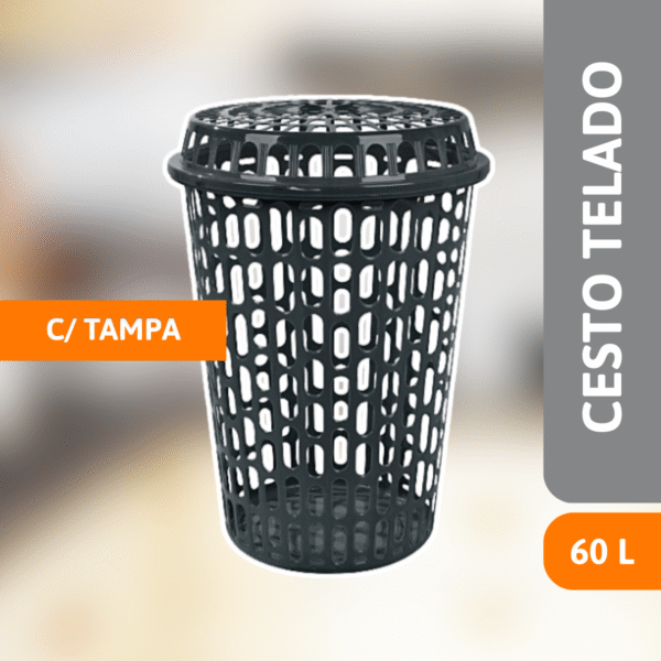 Cesto Telado C/ Tampa 60 Litros - ARQPLAST - Imagem 2