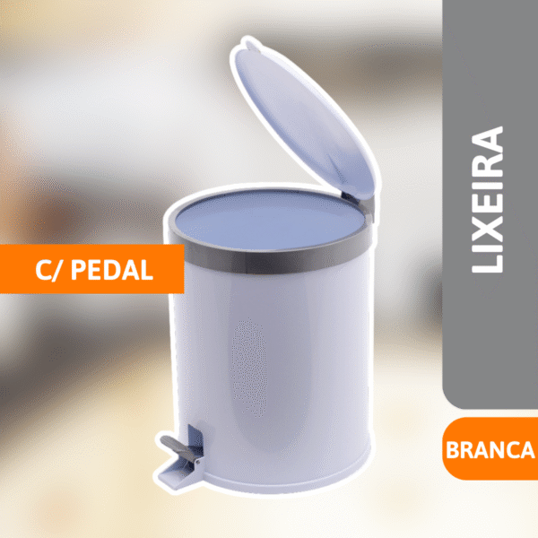Lixeira Com Pedal 12 Litros Branca - VIEL - Imagem 2