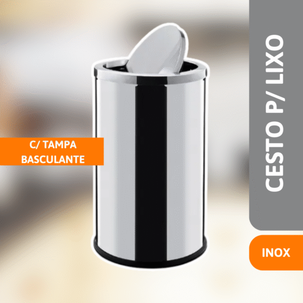 Cesto P/ Lixo Inox C/ Tampa Basculante 20L - VIEL - Imagem 2