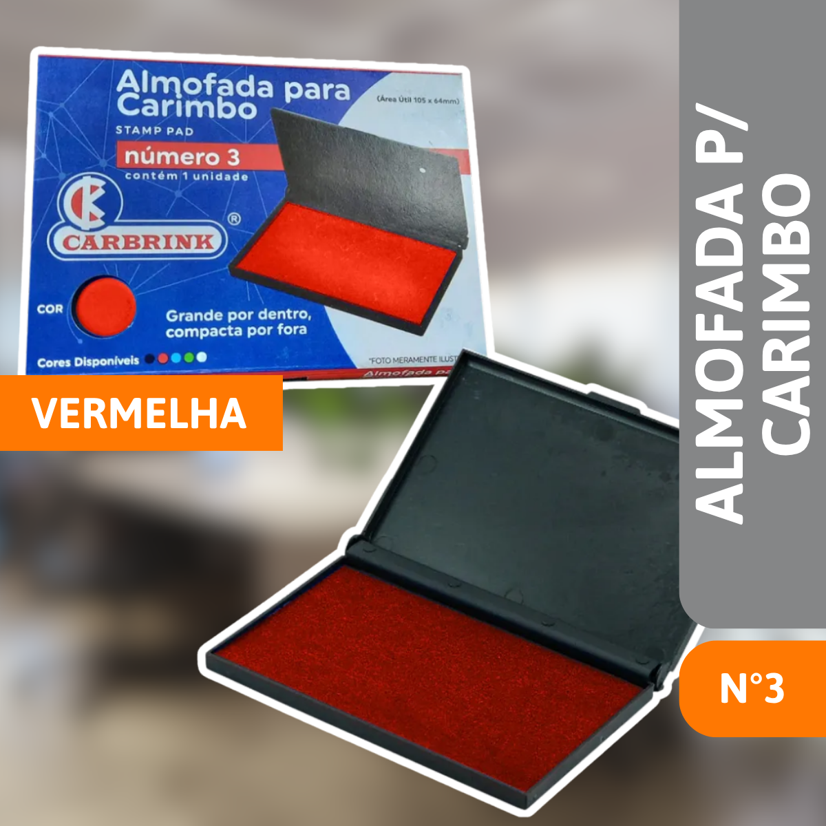 Almofada Para Carimbo N°3 Vermelha - CARBRINK - Imagem 2
