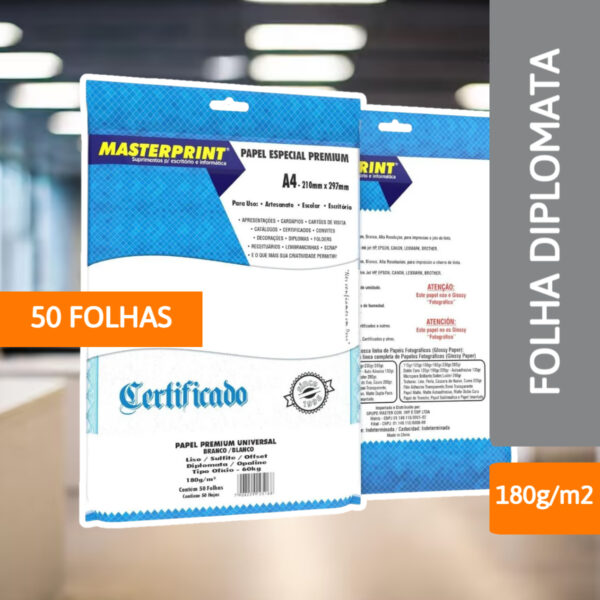 Papel Diplomata Branco 180g/m² - MASTERPRINT - Imagem 2