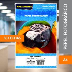 Papel Fotográfico Glossy A4 180g/m² 50 Folhas - MASTERPRINT
