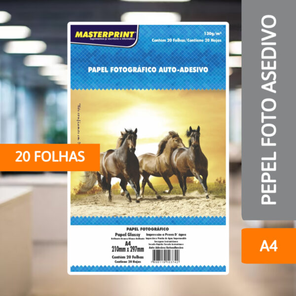 Papel Foto Adesivo Glossy Adesivo 130g/m² 20 Folhas - MASTERPRINT - Imagem 2