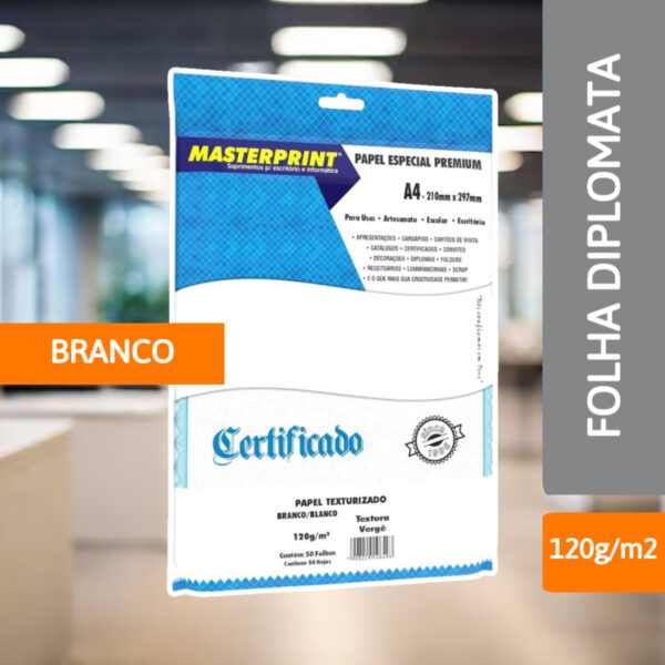 Papel Diplomata Branco 120g/m² 50 Folhas- MASTERPRINT - Imagem 2
