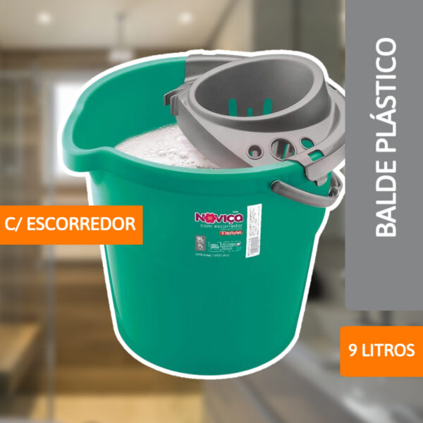 Balde Plástico Noviça C/ Escorredor 9L - BETTANIN - Imagem 2