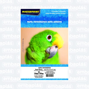 Papel Foto Glossy Adesivo 115g/m² A4 20 Folhas - MASTERPRINT