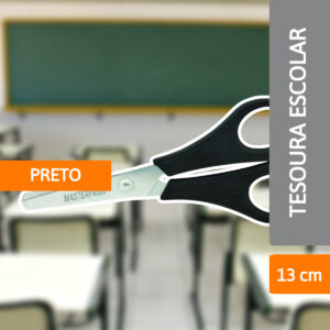 Tesoura Escolar Preto 13cm - MASTERPRINT