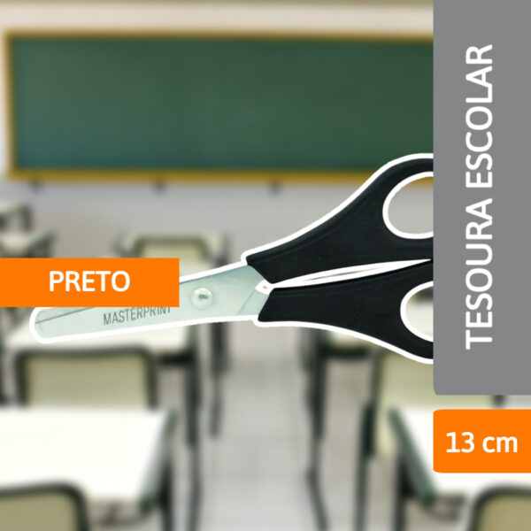 Tesoura Escolar Preto 13cm - MASTERPRINT - Imagem 2