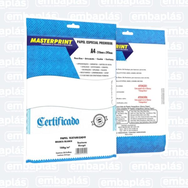 Papel Verge Branco 180g/m² 50 Folhas - MASTERPRINT