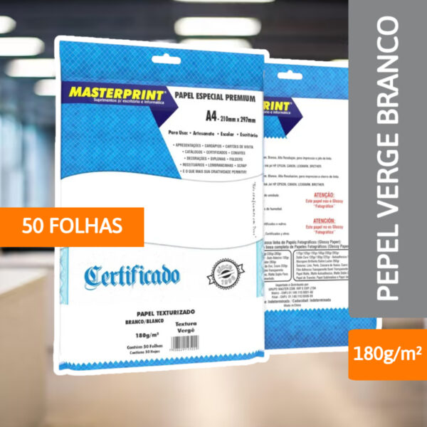 Papel Verge Branco 180g/m² 50 Folhas - MASTERPRINT - Imagem 2