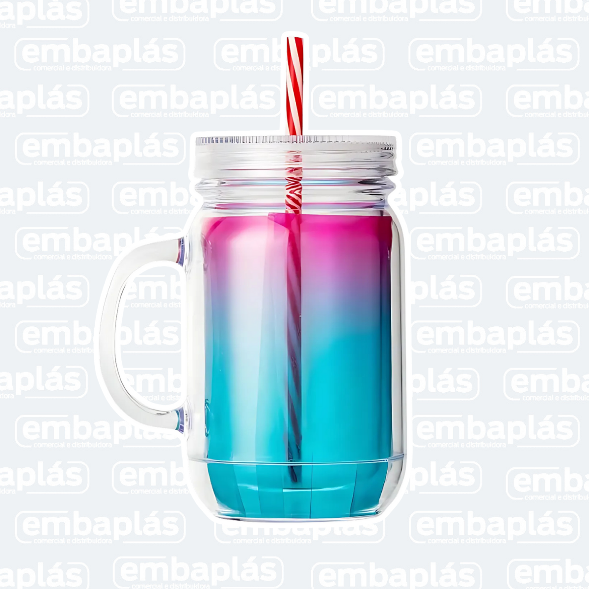Copo Plástico Com Canudo 600ml Degradê - BRW