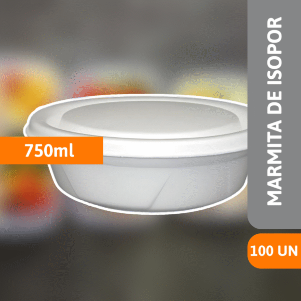 Marmita De Isopor 750ml Com 100 Un - SPUMAPAC - Imagem 2