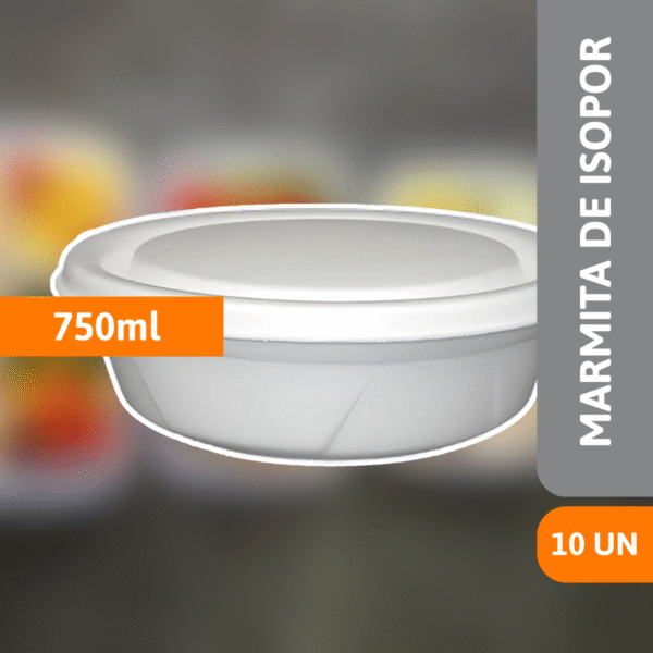 Marmita De Isopor 750ml Com 10 Un - SPUMAPAC - Imagem 2