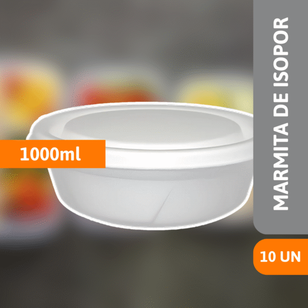 Marmita De Isopor 1000ml com 10 Un - SPUMAPAC - Imagem 2