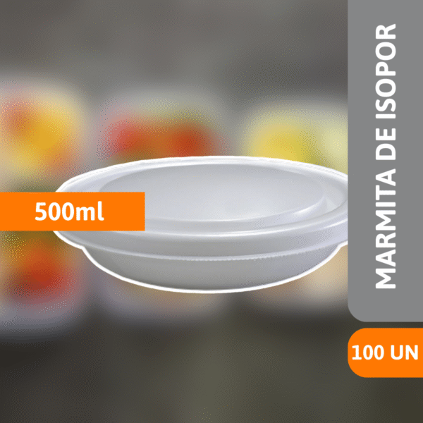 Marmita De Isopor 500ml Com 100 Un - SPUMAPAC - Imagem 2