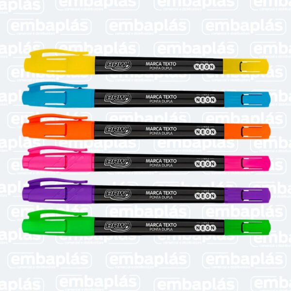 Caneta Marca Texto Fluorescente Ponta Dupla - BRW
