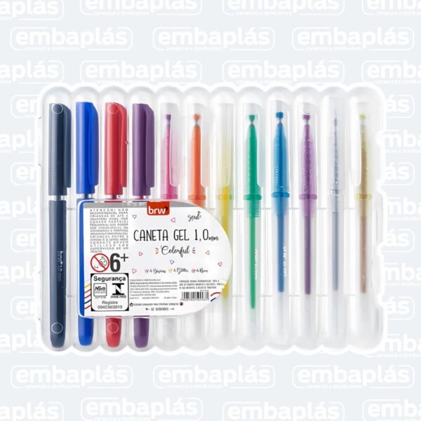 Caneta Gel 1,0mm Colorful C/ 12Un - BRW