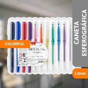 Caneta Gel 1,0mm Colorful C/ 12Un - BRW
