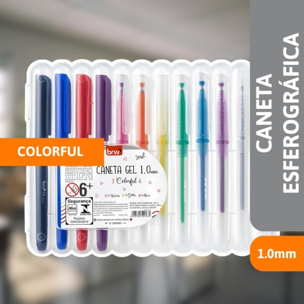 Caneta Gel 1,0mm Colorful C/ 12Un - BRW - Imagem 2