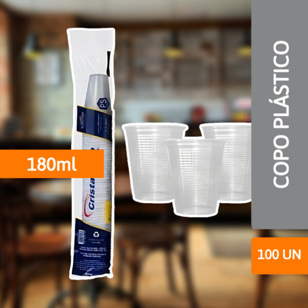 Copo Plástico PS 180ml Abnt 100 Un - CRISTALCOPO - Imagem 2