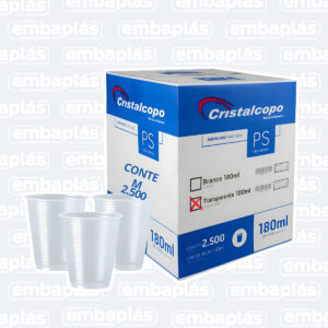 Copo Plástico PS 180ml Abnt 2500 Un - CRISTALCOPO