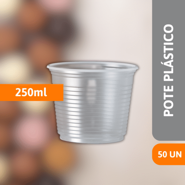 Pote Plástico transparente 250ml C/50 Un - CRISTALCOPO - Imagem 2