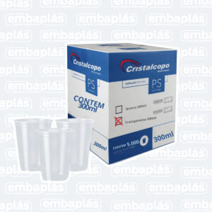 Copo Plástico PS 300ml Abnt Transparente 2000 Un - CRISTALCOPO