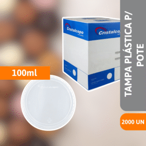 Tampa Plástica Para Pote 100ml 2000 Un - CRISTALCOPO