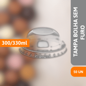 Tampa Plástica Bolha Sem Furo P/ Copo 300/330ml 50 Un - CRISTALCOPO