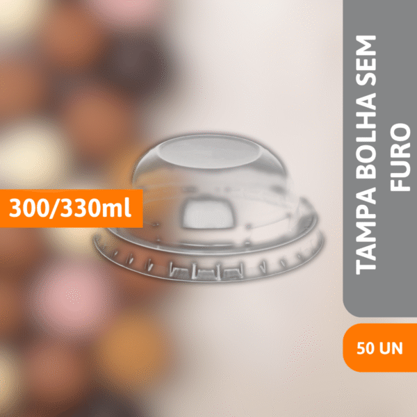 Tampa Plástica Bolha Sem Furo P/ Copo 300/330ml 50 Un - CRISTALCOPO - Imagem 2