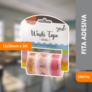 Fita Adesiva Washi Tape CRISTAL ROSA 15/20mm x 3M - BRW