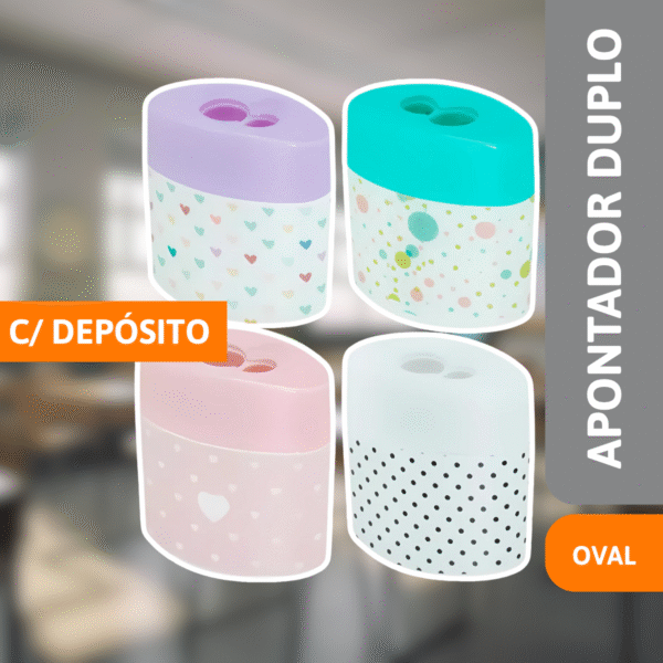 Apontador Duplo Plástico Oval C/ Depósito - BRW - Imagem 2