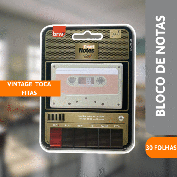 Bloco Smart Notes Vintage Toca Fitas 30 Folhas - BRW - Imagem 2