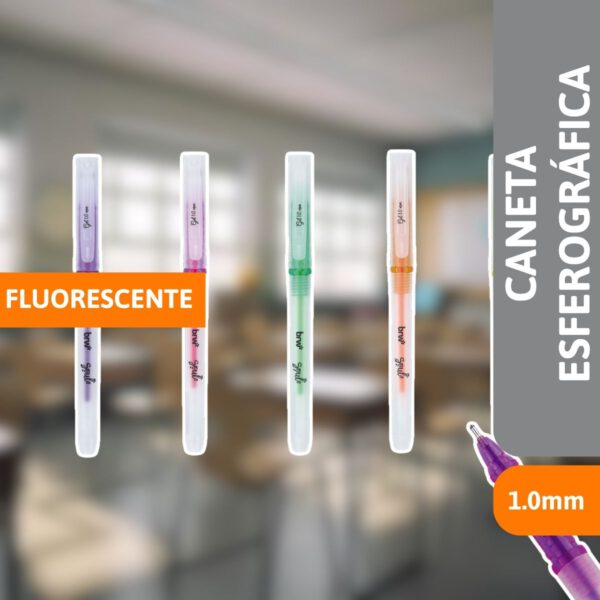 Caneta Esferográfica Gel Fluorescente 1.0mm - BRW - Imagem 2