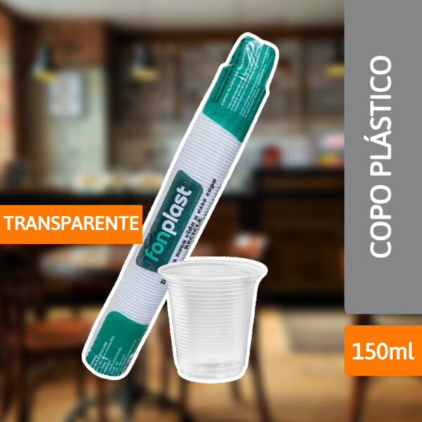 Copo Plástico 150ml Abnt Transparente 100 Un- FONPLAST - Imagem 2