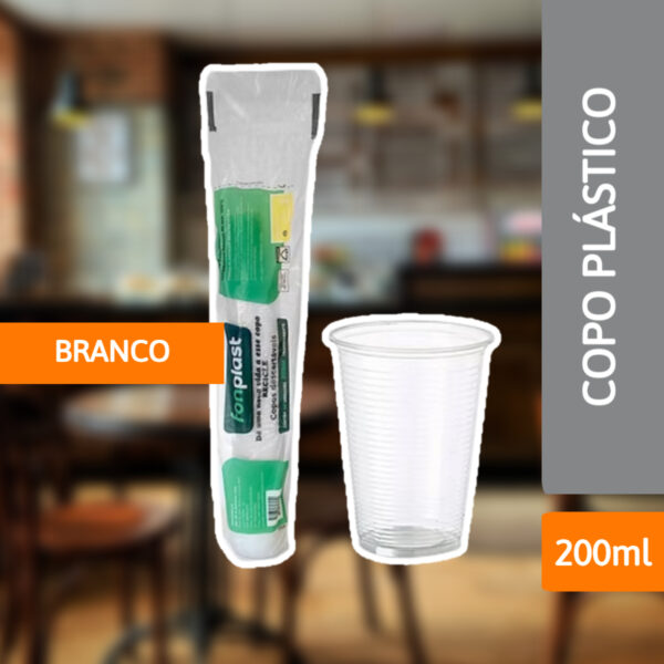 Copo Plástico 200ml Abnt Branco 100 Un - FONPLAST - Imagem 2