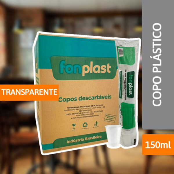 Copo Plástico 150ml Abnt Transparente 2500 Un - FONPLAST - Imagem 2
