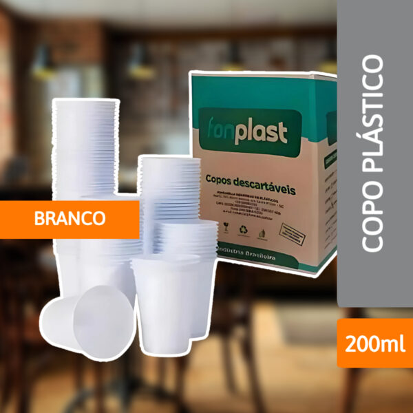 Copo Plástico 200ml Abnt Branco 2500 Un - FONPLAST - Imagem 2