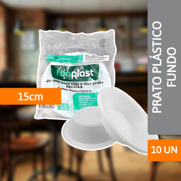 Prato Plástico Fundo 15cm 10 Un - FONPLAST - Imagem 2