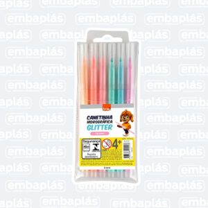 Canetinha Hifrográfica Glitter C/ 6 Cores - BRW