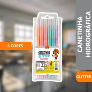 Canetinha Hifrográfica Glitter C/ 6 Cores - BRW