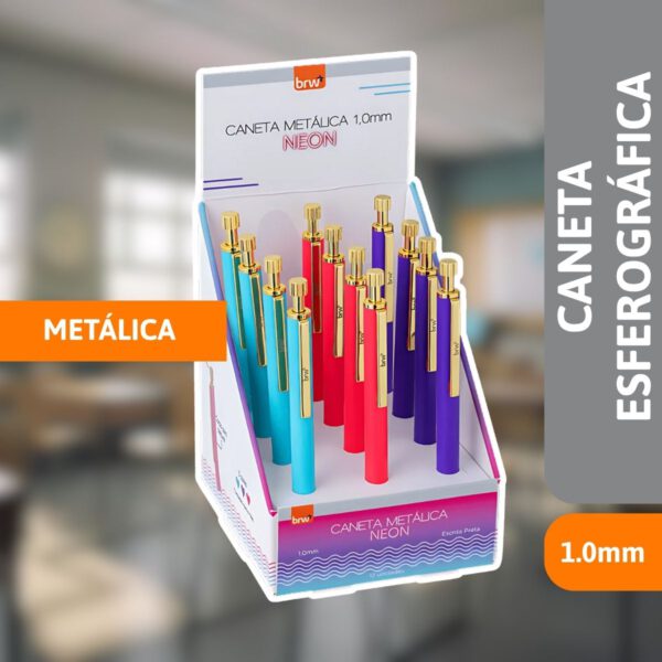 Caneta Esferográfica Metálica 1.0mm Neon - BRW - Imagem 2