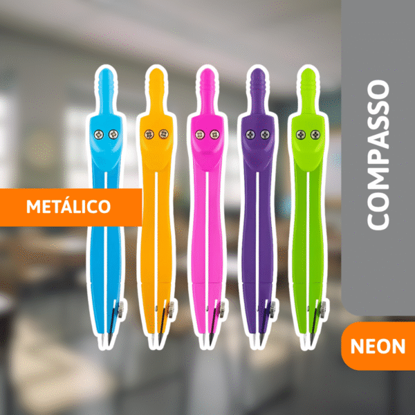 Compasso Escolar Metálico Neon - BRW - Imagem 2