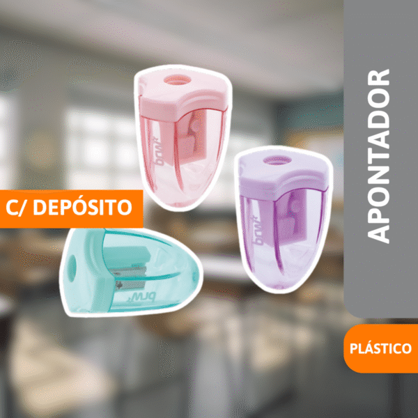 Apontador Plástico Pastel C/ Depósito - BRW - Imagem 2