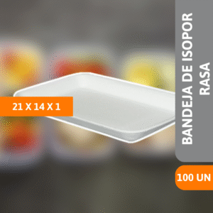 Bandeja De Isopor FR02 Rasa 21x14x1cm 100 Un - SPUMAPAC