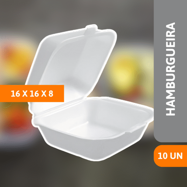 Hamburgueira HF03 16x16x8cm 10 Un -SPUMAPAC - Imagem 2