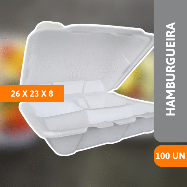 Haburgueira HF102 C/ 3 Divisórias 100 Un - SPUMAPAC - Imagem 2